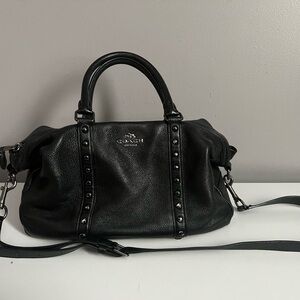 COACH Central Satchel Enamel Stud Black F57513